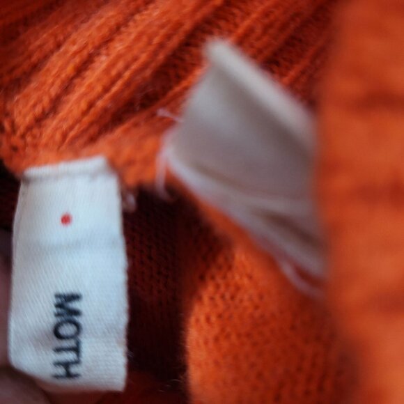 MOTH Anthropologie Pumpkin Orange Mock Neck Snap‎ Sleeve Sweater - Picture 7 of 8